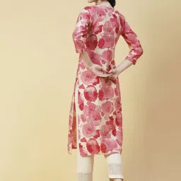 Fashor Pink Printed Straight Kurta image 2