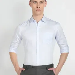 Arrow Blue Cotton Slim Fit Printed Shirt-image-64