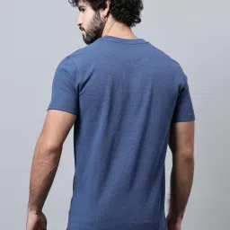 Cantabil Blue Regular Fit Texture T-Shirt image 2