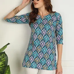 Moda Rapido Geometric Printed V-Neck Kurti-picture-14