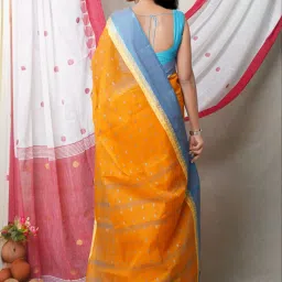 Unnati Silks Mustard Cotton Woven Saree With Unstitched Blouse image 2