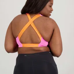 New Balance Pink & Orange Color-Block Sports Bra image 2