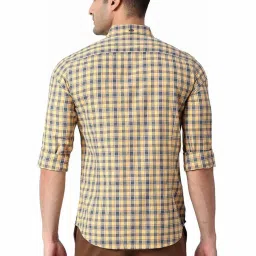 Basics Yellow Slim Fit Checks Shirt image 2