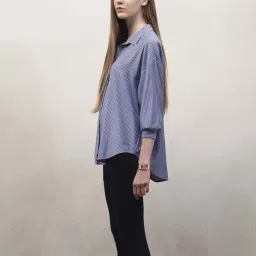 Vero Moda Blue Indigo Regular Fit Striped Shirt image 4