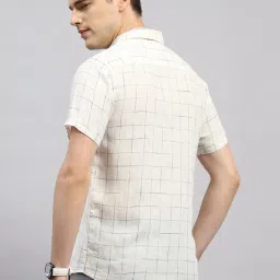 Monte Carlo White Linen Regular Fit Checks Shirt image 2
