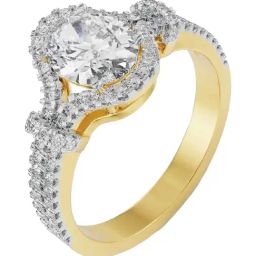 Emori 18k Yellow Gold & Diamond Glimmery Oval Engagement Ring-image-45