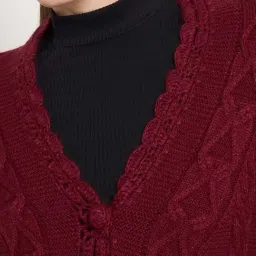 MADAME Maroon Embroidered Sweater image 4