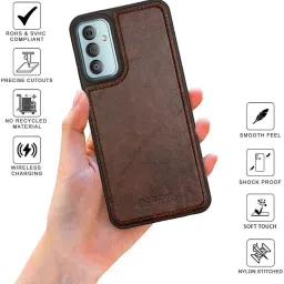 Sprig Glossy Leather Back Cover for Samsung Galaxy F23 5G (Brown) image 2
