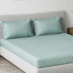 DDecor Turquoise Cotton 180TC Bedsheet with 2 Pillow Cover image 2