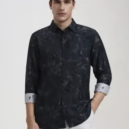 JadeBlue Black Viscose Slim Fit Floral Print Shirt-picture-17