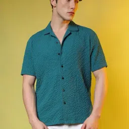 Campus Sutra Green Regular Fit Self Pattern Shirt-image-82