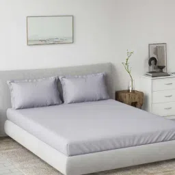 DDecor Purple Cotton 180TC Bedsheet with 2 Pillow Cover image 1