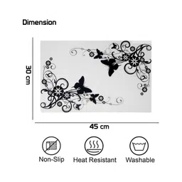 Aura 6Pcs White & Black Printed Table Placemats image 2