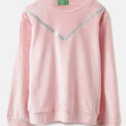 United Colors of Benetton Girls Light Pink Solid Full Sleeves Sweatshirt-picture-17