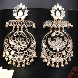 Priyaasi Mirror Studded Rose Gold-Plated Dangler Earrings-image-70