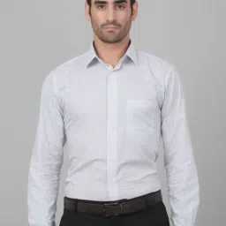 Cantabil White Cotton Regular Fit Printed Shirt-picture-38