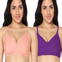 IN CARE Peach & Purple Cotton T-Shirt Bras - Pack Of 2-image-54