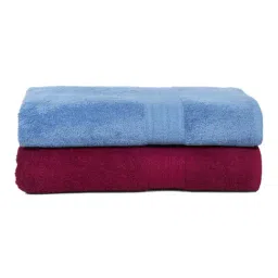 Creeva Classic Wine and Royal Blue Cotton Solid Towels image 2