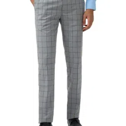 Raymond Grey Slim Fit Checked Formal Trosuers-image-49