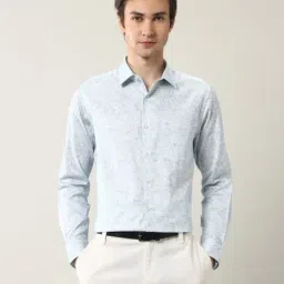 Arrow Blue Cotton Regular Fit Printed Shirt-image-24