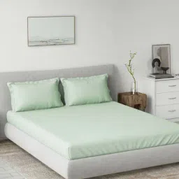 DDecor Green Cotton 180TC Bedsheet with 2 Pillow Cover-image-61