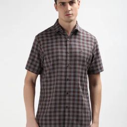 Calvin Klein Maroon Cotton Slim Fit Checks Shirt-picture-25