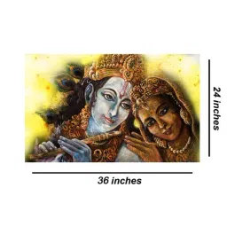 999store Brown & Yellow Divine Couple Krishna And Radha Together Canvas Painting image 5