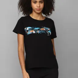 Allen Solly Black Cotton Printed T-Shirt-picture-26
