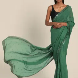 Suta Green Embellished Saree Without Blouse image 5