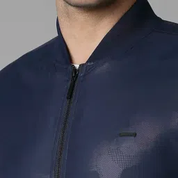 Louis Philippe Navy Regular Fit Printed Bomber Jacket image 4