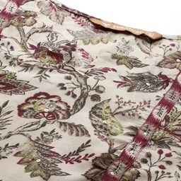 FERANOID Floral Printed Regular Beads and Stones Pure Cotton Kurta with Palazzos & Dupatta image 3