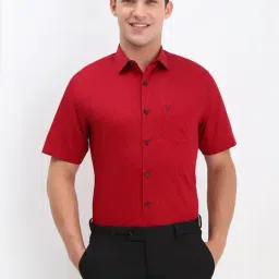 Allen Solly Red Cotton Slim Fit Printed Shirt-picture-36