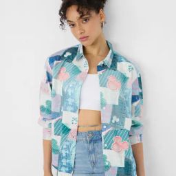 The Souled Store Multicolor Loose Fit Mickey Mouse Toodles Boyfriend Shirt-picture-26