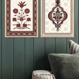 Kotart White & Brown 2 Pieces Floral And Botanical Wooden Wall Arts-image-64