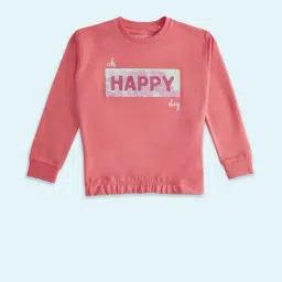 Pantaloons Junior Pink Cotton Embellished Full Sleeves T-Shirt-picture-19