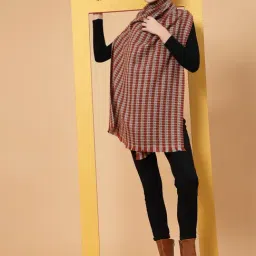 Mafadeny Rust Regular Fit Chequered Stole image 5