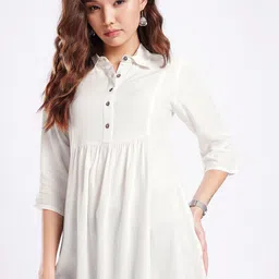fusion by glitchez Shirt Collar Gathers A-line Kurti-picture-27