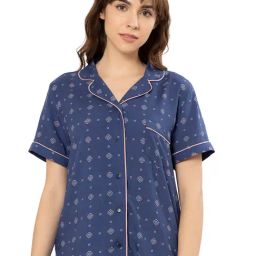 Amante Blue Printed Shirt Shorts Set-picture-21