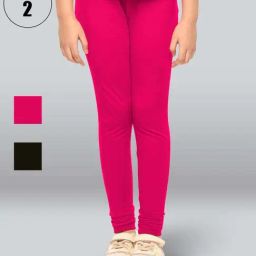 Lyra Kids Fuchsia Pink & Black Skinny Fit Leggings (Pack of 2)-picture-47
