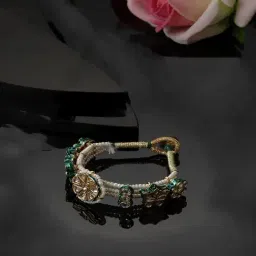 Dugran By Dugristyle Kundan & Pearls Green Classic Bracelet for Women-picture-19