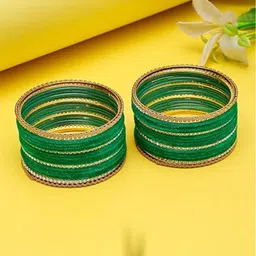 DIVASTRI Set Of 36 Gold Plated Artificial Stones Studded Velvet Bangles-picture-14