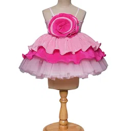 TINY MINY MEE Sleeveless Striped & Floral Applique Detailed Dress - Pink-image-86