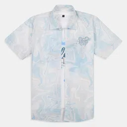 CAVIO Cotton Woven Half Sleeves Abstract Printed Shirt & Tee Set - Blue-picture-14