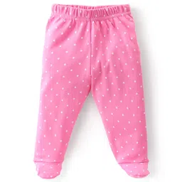 Babyhug Interlock Booties Pant With Floral Print Pack Of 3 - Orange Pink & Purple image 2