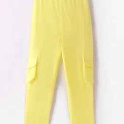 Olio Kids Cotton Knit Full Length Track Pant with Pocket & Unicorn Print - Lemon image 2