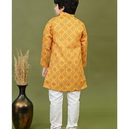 BT DEZINES Cotton Woven Full Sleeves Bandhani Designed Kurta & Pyjama Set - Mustard Yellow image 3