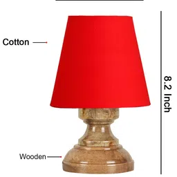 Devansh Red cotton Natural Wood Table Lamp image 3