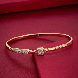 Kushal's Fashion Jewellery Gold-Plated & White Copper Zircon Bangle image 3