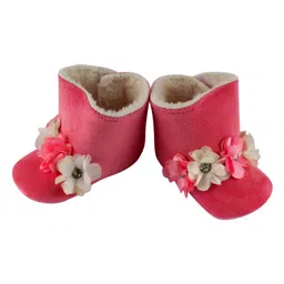 Daizy Floral Applique Embellished Booties - Pink image 5