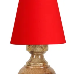 Devansh Red cotton Natural Wood Table Lamp image 4